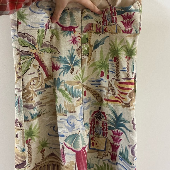 VintageMaggy London Safari Mini Dress Cotton Ruffle Hem Crisscross Back Size 10 - Picture 7 of 11